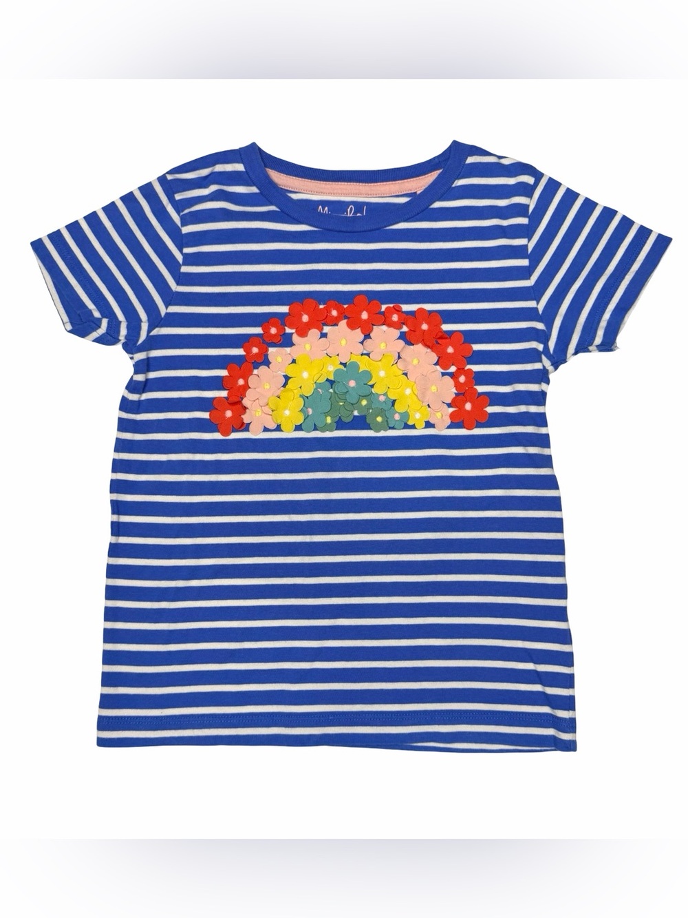 Mini Boden Flower Appliqué Rainbow Tee
